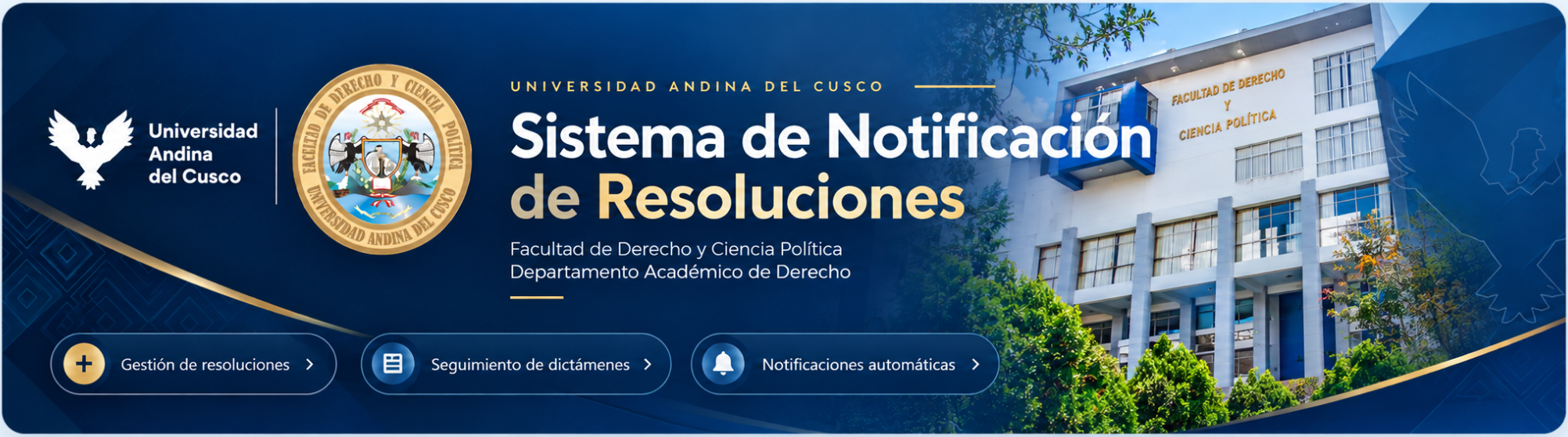 Encabezado institucional de la Universidad Andina del Cusco y la Facultad de Derecho y Ciencia Política